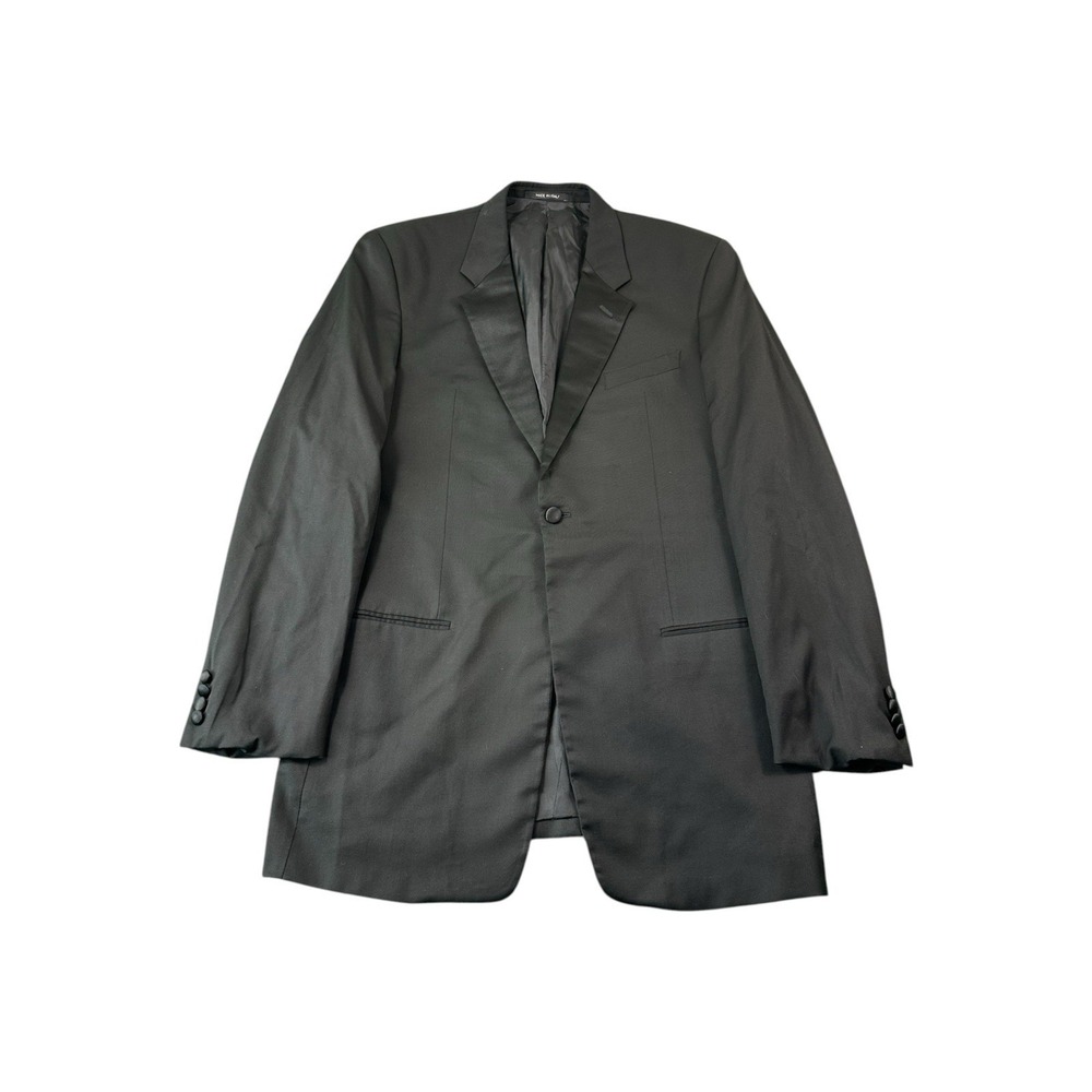 Armani Collezioni Black Satin Trim One Button Tuxedo Jacket Size 44L
